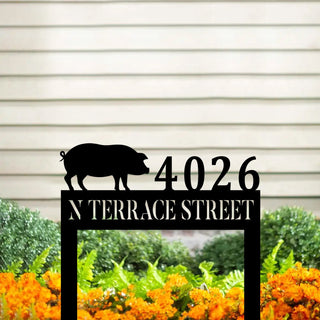 Custom Address Pig Metal Art, Farm Steel Sign, Ranch Decor, Metal Laser Cut Metal Signs Custom Gift Ideas