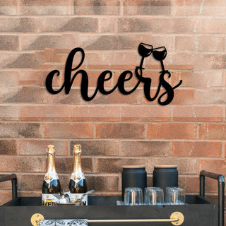 Personalized Cheers Wine Glass Metal Bar Sign, Metal Laser Cut Metal Signs Custom Gift Ideas