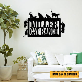 Personalized Cat Ranch Metal Sign, Custom Pet Housewarming, Metal Laser Cut Metal Signs Custom Gift Ideas