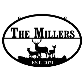 Personalized Deer Hunting Hunter Metal Sign Monogram, Custom Outdoor Farm, Cabin, Lodge, Camp, Art Gift For Him, Metal Laser Cut Metal Signs Custom Gift Ideas