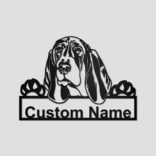 Personalized Custom Basset Hound Metal Sign for Dog Lover Custom Name Decorations