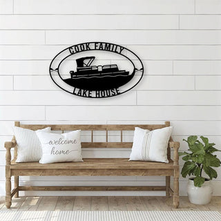 Personalized Metal Sign, Lake House Metal Sign, Pontool Boat Metal Sign, Custom Text Metal Sign For Lake House, Welcome To Lake House, Laser Cut Metal Signs Custom Gift Ideas