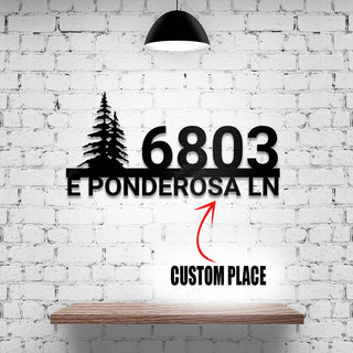 Custom Metal Home House Address Sign With Tree For Rock Or Wall Decorations