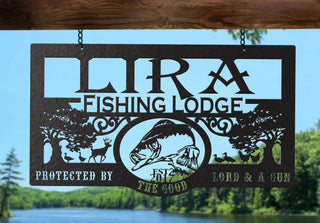 Custom Fishing Lodge Metal Sign Decorations