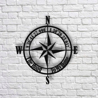 Nautical Compass Rose Compass Rose Personalized Coordinates Sign Custom Metal Wall Sign Wall Decor Housewarming Gift Decorations