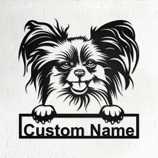 Personalized Custom Papillon Dog Metal Sign for Dog Lover Custom Name Decorations