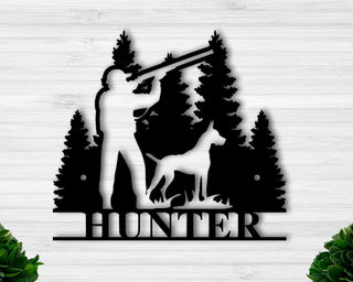 Custom Hunter Sign Personalized Outdoor Sign Man And Dog Wilderness Sign Personalized Family Name Sign Cabin Cabin Decor Decorations