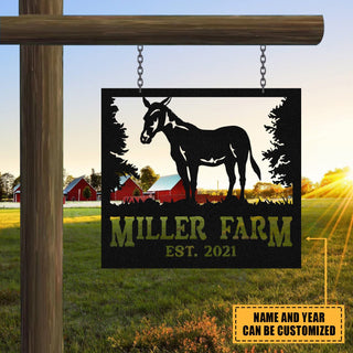 Metal Farm Sign Mule Monogram, Custom Outdoor Farmhouse, Wall Decor Art Gift, Metal Laser Cut Metal Signs Custom Gift Ideas