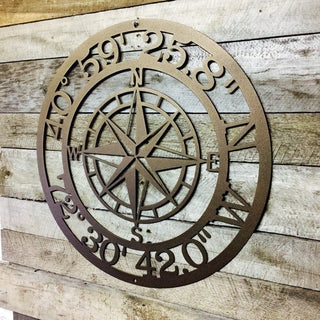 Gps Coordinates Sign Nautical Compass Latitude Longitude Custom Metal Sign Address Sign Exclusive Design Of Hsa Decorations