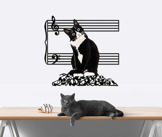 Cat Breaking The Music Note Cut Metal Sign Cut Metal Sign Decorations