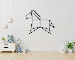 Geometric Horse Rocking Horse Metal Sign Toy Rocking Horse Sign Kids Room Decor Nursery Decor Decorations