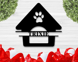 Custom Dog Name Sign Pet Metal Sign Dog House Sign Puppy House Gift Doghouse Sign Dog Paw Sign Decorations