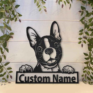 Boston Terrier Personalized Metal Wall Decor, Cut Metal Sign, Metal Wall Art, Metal House Sign, Metal Laser Cut Metal Signs Custom Gift Ideas