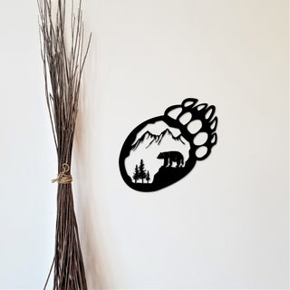 Bear Claw Sign Metal Bear Track With Bear Cabin Bear Paw Wildlife Decor Bear Decor Wall Hanging Rustic Decorations