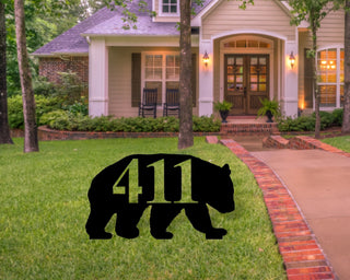 Bear Themed Custom Address Steel Yard Sign Bear Address Sign Bear House Number Plaque Custom Metal Monogram Address Plaque Front Yard Decorations