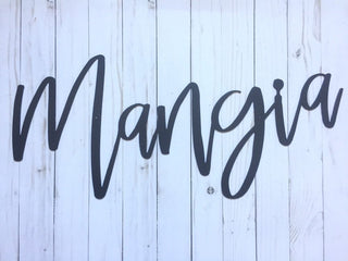 Mangia Metal Sign Housewarming Gift Metal Words Greeting Sign Mangia Sign Decorations