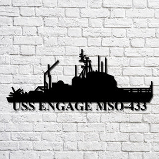 Aeticon PrintPrint Uss Engage Mso433 Navy Ship Metal Art, Custom Us Navy Ship Cut Metal Sign, Gift For Navy Veteran, Navy Ships Silhouette Metal Art, Navy Home Decor Laser Cut Metal Signs Custom Gift Ideas