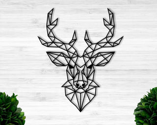 Deer Skull Wall Decor \/ Metal Deer Wall Hangings \/ Deer Hear Wall Decor \/ Stag \/ Geometric Deer \/ Polygonal Stag Wall Art Decorations