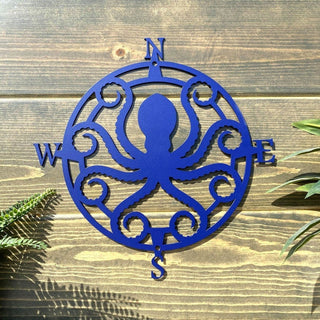 Kraken Octopus Compass Wall Dicor Cut Metal Sign Decorations