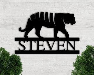 Custom Metal Tiger Sign Wall Hanging Tiger Sign Big Cat Custom Name Sign Custom Personalizedwildlife catsign Decorations