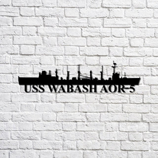 Aeticon PrintPrint Uss Wabash Aor5 Navy Ship Metal Sign, Memory Wall Metal Sign Gift For Navy Veteran, Navy Ships Silhouette Metal Sign Laser Cut Metal Signs Custom Gift Ideas