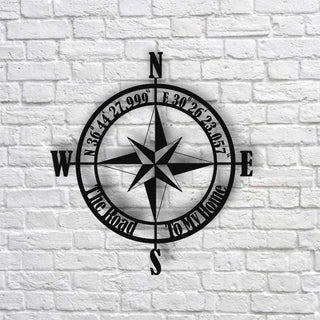 Personalized Compass Metal Sign Custom Coordinates Sign Nautical Decor Housewarming Gift Wedding Gift Decorations