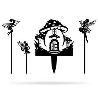 Garden Art Fairy Starter Set Cut Metal Sign Metal House Sign Decorations