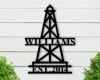 Oil Rig Personalized Door Hanger oil Rig Metal Art Gift For Oil Rig Worker Rustic rustic Cabin Sign oil Field Sign Decorations