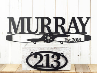 Family Last Name Metal Sign Metal House Number Sign Airplane Propeller Aviation Gift Decorations