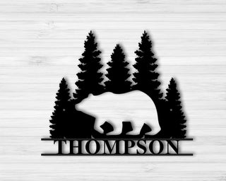 Bear Silhouette With Mountain Scene Metal Sign Custom Bear Sign Personalized Bear Sign Mama Bear Sign Custom Mama Bear Decorations