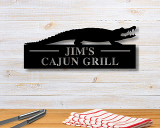 Personalized Metal Sign Cajun Raised Southern Raised Grill Sign Family Name Sign Custom Bbq Sign Custom Grill Sign Alligator Sign Decorations