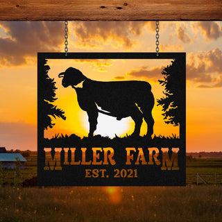 Personalized Metal Farm Sign Goat Custom Outdoor Farmhouse Front Gate Ranch Stable Wall Decor Art Gift Decorations