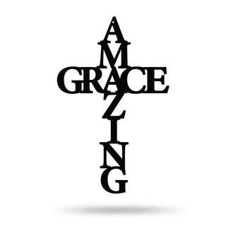 Amazing Grace Cross Cut Metal Sign Metal House Sign Decorations