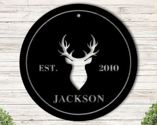 Deer Antler Metal Name Sign Established Family Sign Metal Personalized Deer Sign Custom Metal Sign Personalized Metal Sign Antler Sign Decorations