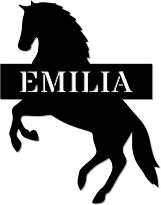 Personalized Horse Metal Wall Sign Custom Metal Last Name Sign Personalized Barn Sign Horse Barn Gift Horse Stall Signs Equestrian Outdoor Metal Sign Gifts Made in the USA Decorations