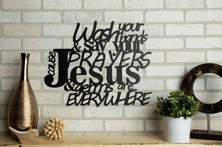 Jesus And Germs Metal Sign Wall Decor Art Sign Cut Metal Sign Wall Metal Art Decorations