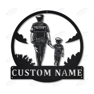 Police Father And Son Personalized Monogram Metal Wall Decor, Cut Metal Sign, Metal Wall Art, Metal House Sign, Metal Laser Cut Metal Signs Custom Gift Ideas