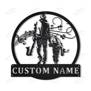 Saxophone Father And Son Personalized Monogram Metal Wall Decor, Cut Metal Sign, Metal Wall Art, Metal House Sign, Metal Laser Cut Metal Signs Custom Gift Ideas