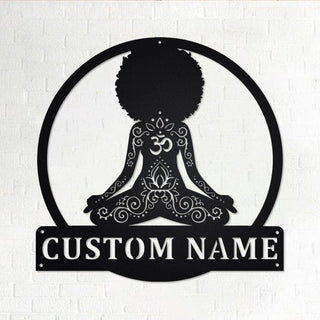 Custom Yoga Black Girl Personalized Yoga Name Sign Decoration For Room Yoga Girl Custom Yoga Black Girl Decorations