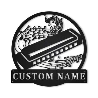 Personalized Harmonica Monogram Metal Sign Art, Custom Harmonica Monogram Metal Sign, Musical Instrument Gift, Music Gift, Laser Cut Metal Signs Custom Gift Ideas