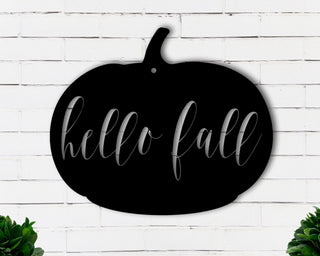 Hello Fall Pumpkin Sign Metal Pumpkin Sign Happy Fall Sign Fall Weather Decorations