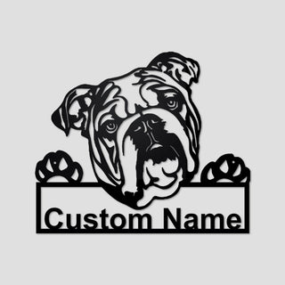 Personalized Custom British Bulldog Metal Sign for Dog Lover Custom Name Decorations