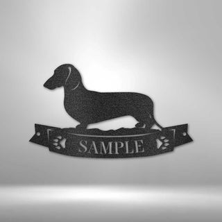 Personalized Dachshund Banner Monogram Metal Wall Sign Kennel Personalized Dog Wall Art Decorations