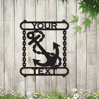 Personalized Anchor And Chain Metal Sign Metal Name Sign Monogram Sign Metal Anchor Wall Decor Ocean Aquatic Wall Decor Decorations