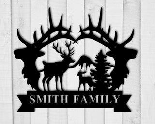 Custom Name Sign Deer Sign Wedding Gift Family Name Sign Outdoor Name Sign Anniversary Last Name Sign Dear Head Sign Deer Antler Decor Decorations