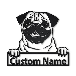 Personalized Custom Pug Dog Metal Sign for Dog Lover Custom Name Decorations