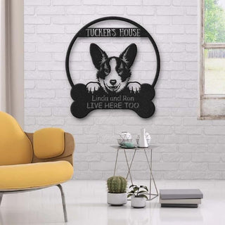 Corgi Dog Lovers Funny Personalized Metal House Sign Cut Metal Sign Decorations