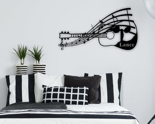 Custom Guitar Sign Art Solid Steel Decorative Accent Metal Art Sign Metal Acoustic Guitar Custom Metal Sign Decorations