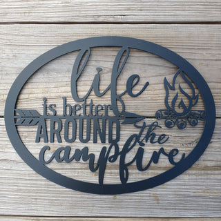 Life Is Better Around The Campfire Sign Cut Metal Sign Wall Metal Art Decorations