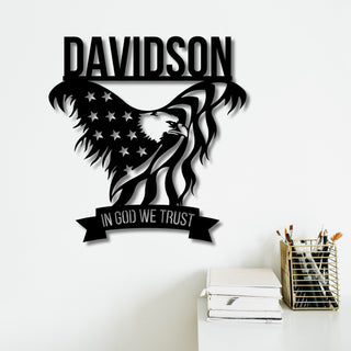 Custom Metal Eagle Sign, Eagle Sign, American Flag Sign, Custom Name Sign, Metal Wall Art, Usa Decor, American Pride, Eagle Metal Art, Bird, Laser Cut Metal Signs Custom Gift Ideas